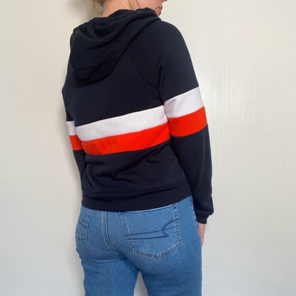 Full Tilt Stripe Color Block Navy Women’s Hoodie - Picture 2 of 5